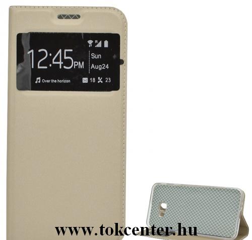 SAMSUNG Galaxy J4 Plus (J415F) Tok álló, bőr (FLIP, oldalra nyíló, asztali tartó funkció, S-View Cover) ARANY	