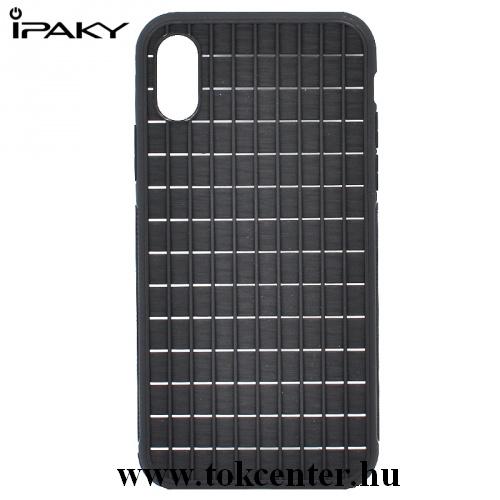 APPLE IPhone X 5.8/ APPLE IPhone XS 5.8 IPAKY telefonvédő gumi / szilikon (légáteresztő, rácsminta) FEKETE	