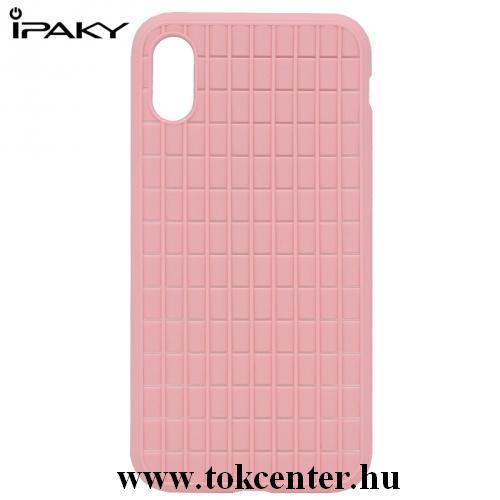 APPLE IPhone X 5.8 /APPLE IPhone XS 5.8 IPAKY telefonvédő gumi / szilikon (légáteresztő, rácsminta) RÓZSASZÍN	