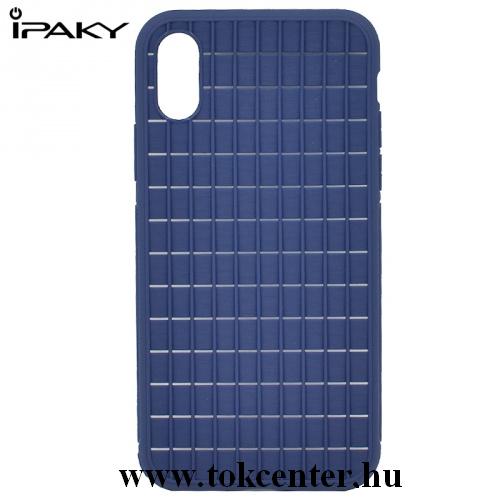 APPLE IPhone X 5.8 /APPLE IPhone XS 5.8 IPAKY telefonvédő gumi / szilikon (légáteresztő, rácsminta) SÖTÉTKÉK	