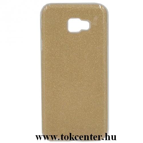 SAMSUNG Galaxy J4 Plus (J415F) Telefonvédő gumi / szilikon (műanyag belső, csillogó hátlap) ARANY	