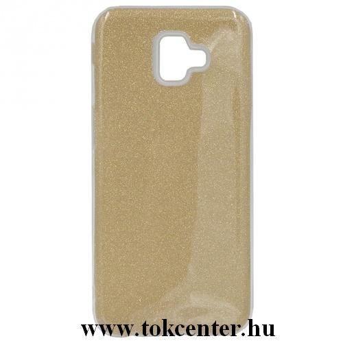 SAMSUNG Galaxy J6 Plus (J610F) Telefonvédő gumi / szilikon (műanyag belső, csillogó hátlap) ARANY	