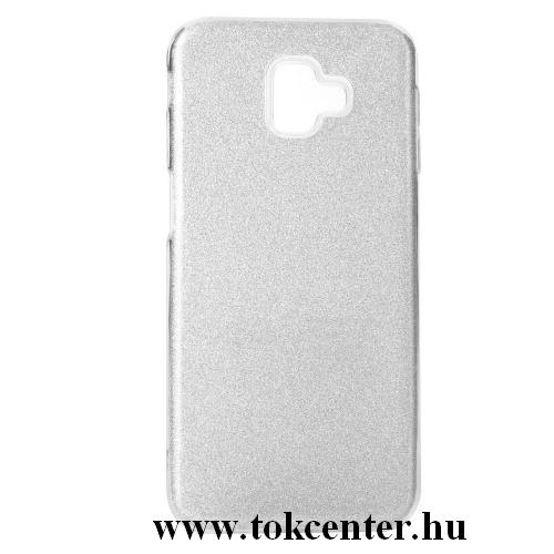 SAMSUNG Galaxy J6 Plus (J610F) Telefonvédő gumi / szilikon (műanyag belső, csillogó hátlap) EZÜST	