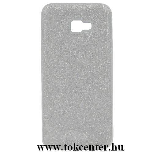 SAMSUNG Galaxy J4 Plus (J415F) Telefonvédő gumi / szilikon (műanyag belső, csillogó hátlap) EZÜST	