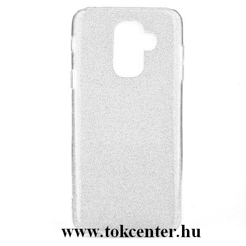 SAMSUNG Galaxy A6+ (2018) SM-A605F Telefonvédő gumi / szilikon (műanyag belső, csillogó hátlap) EZÜST	