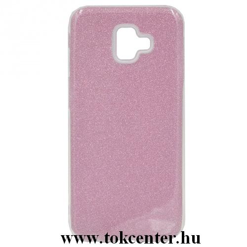 SAMSUNG Galaxy J6 Plus (J610F) Telefonvédő gumi / szilikon (műanyag belső, csillogó hátlap) RÓZSASZÍN	