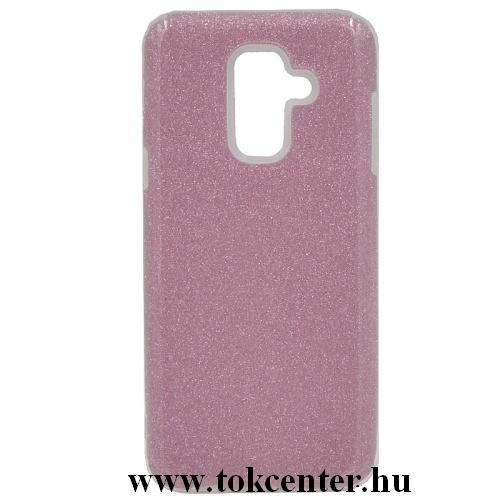 SAMSUNG Galaxy A6+ (2018) SM-A605F Telefonvédő gumi / szilikon (műanyag belső, csillogó hátlap) RÓZSASZÍN	