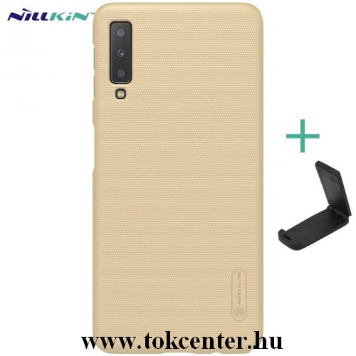 SAMSUNG Galaxy A7 (2018) SM-A750F NILLKIN SUPER FROSTED műanyag telefonvédő (gumírozott, érdes felület + asztali tartó) ARANY	