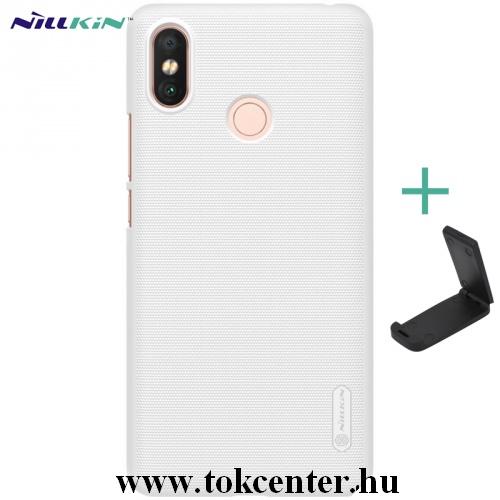 XIAOMI Mi Max 3 NILLKIN SUPER FROSTED műanyag telefonvédő (gumírozott, érdes felület + asztali tartó) FEHÉR	