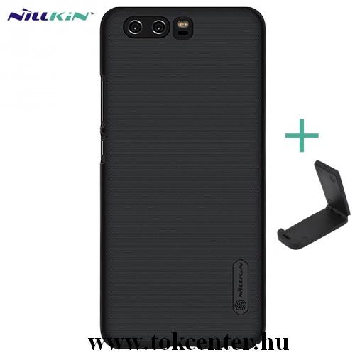 HUAWEI P10 NILLKIN SUPER FROSTED műanyag telefonvédő (gumírozott, érdes felület + asztali tartó) FEKETE	