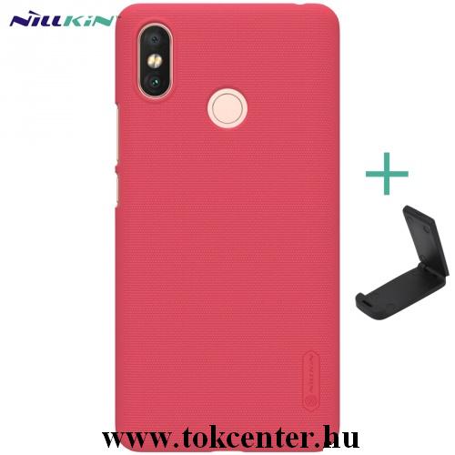 XIAOMI Mi Max 3 NILLKIN SUPER FROSTED műanyag telefonvédő (gumírozott, érdes felület + asztali tartó) PIROS	
