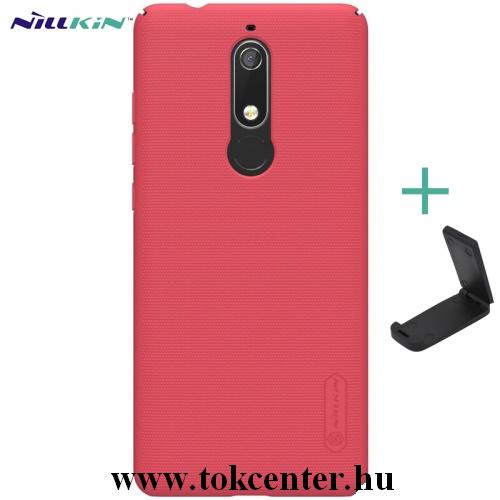 NOKIA 5.1 NILLKIN SUPER FROSTED műanyag telefonvédő (gumírozott, érdes felület + asztali tartó) PIROS	