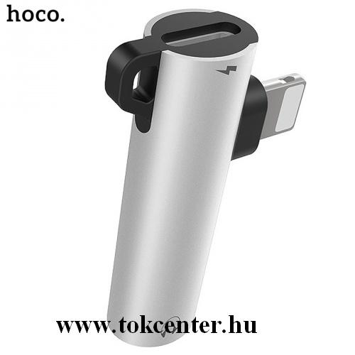 HOCO LS21 audió adapter (elosztó, lightning 8 pin / lightning 8 pin, 3.5mm jack aljzat) EZÜST	