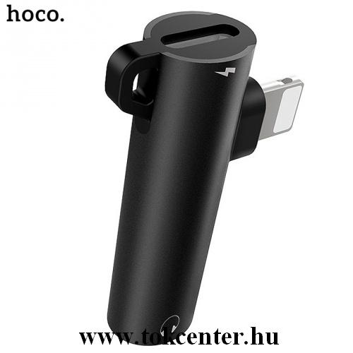 HOCO LS21 audió adapter (elosztó, lightning 8 pin / lightning 8 pin, 3.5mm jack aljzat) FEKETE	