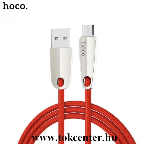 HOCO U35 adatátvitel kábel és töltő (microUSB, 1.2m, LED visszajelzőfény, túltöltés elleni védelem) PIROS	