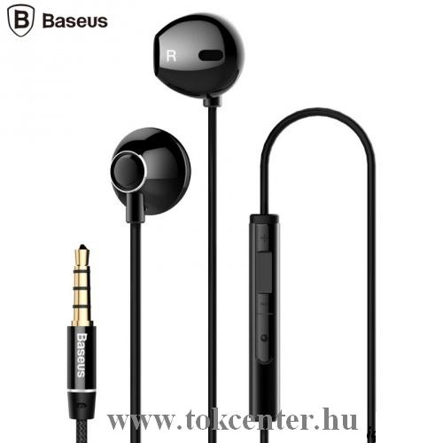BASEUS ENCOK H06 fülhallgató SZTEREO (3.5mm jack, mikrofon, felvevő gomb, hangerő szabályzó, 3D hangzás) FEKETE
