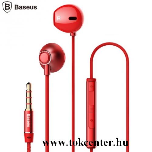 BASEUS ENCOK H06 fülhallgató SZTEREO (3.5mm jack, mikrofon, felvevő gomb, hangerő szabályzó) PIROS	