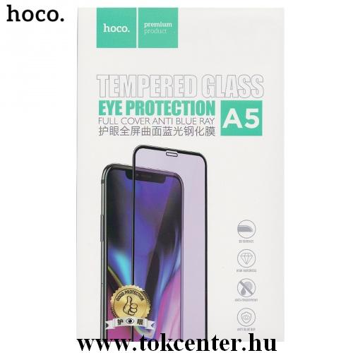 Apple iPhone 11 Pro Max / Apple iPhone XS Max 6.5 HOCO A5 képernyővédő üveg (3D full cover, íves, szél, kék fény elleni védelem, karcálló, 9H) FEKETE