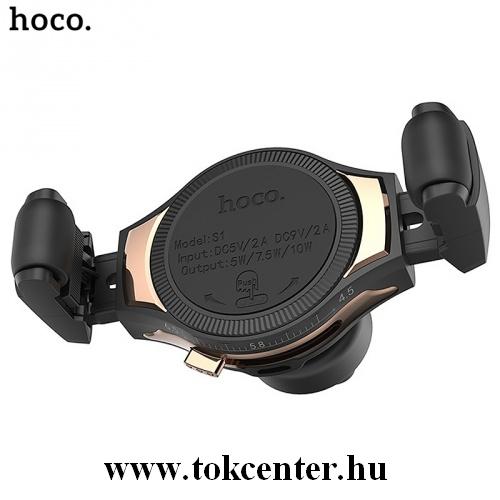 HOCO S1 autós tartó (szellőzőre, QI Wireless, vezeték nélküli töltés) ROZÉARANY	