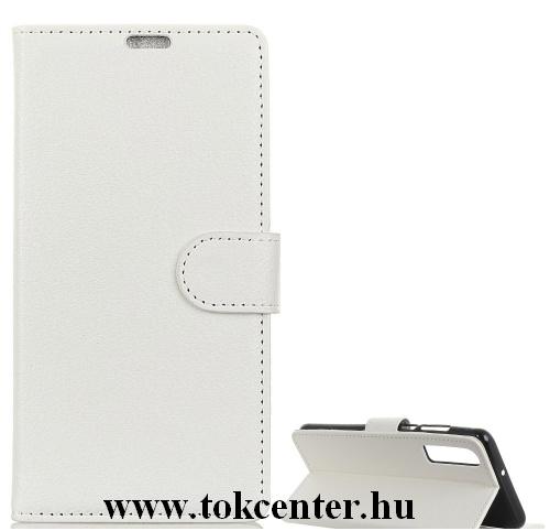HUAWEI P30 Tok álló, bőr (FLIP, oldalra nyíló, asztali tartó funkció) FEHÉR	