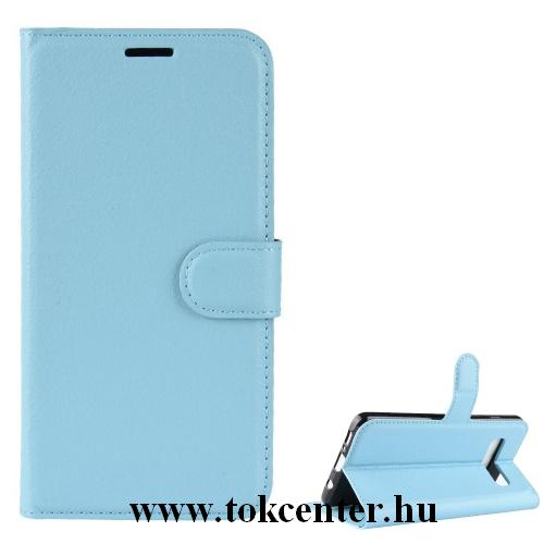 SAMSUNG Galaxy S10 (SM-G973) Tok álló, bőr (FLIP, oldalra nyíló, asztali tartó funkció) VILÁGOSKÉK	