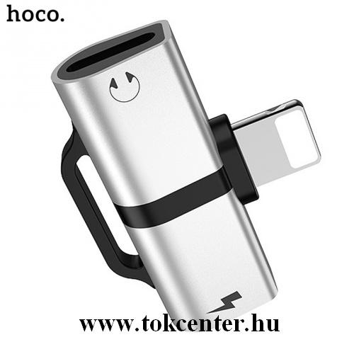 HOCO LS20 audió adapter (elosztó, lightning 8 pin - 2 x lightning 8 pin, fülhallgatóhoz) EZÜST	