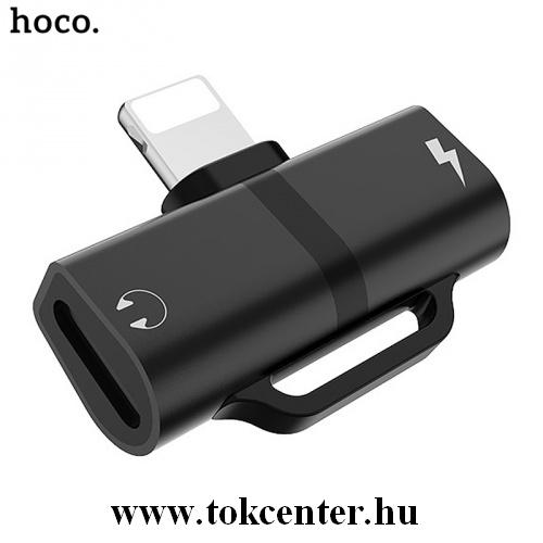 HOCO LS20 audió adapter (elosztó, lightning 8 pin - 2 x lightning 8 pin, fülhallgatóhoz) FEKETE	