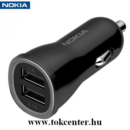 Szivargyújtó töltő/autós töltő 2 x USB aljzat (5V / 1000mA, 5V / 2100mA, kábel nélkül) FEKETE	