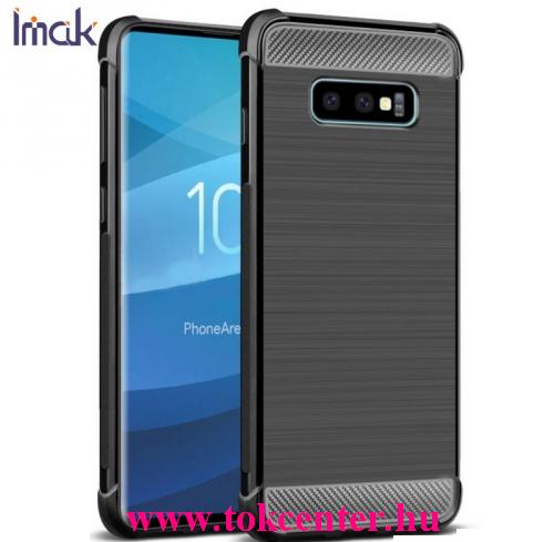 SAMSUNG Galaxy S10e (SM-G970) IMAK VEGA telefonvédő gumi / szilikon (közepesen ütésálló, légpárnás sarok, szálcsiszolt, karbonminta) FEKETE	