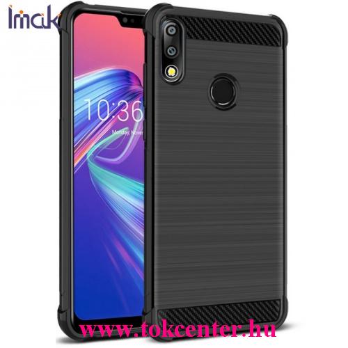 ASUS Zenfone Max Pro (M2) ZB631KL IMAK VEGA telefonvédő gumi / szilikon (közepesen ütésálló, légpárnás sarok, szálcsiszolt, karbonminta) FEKETE	