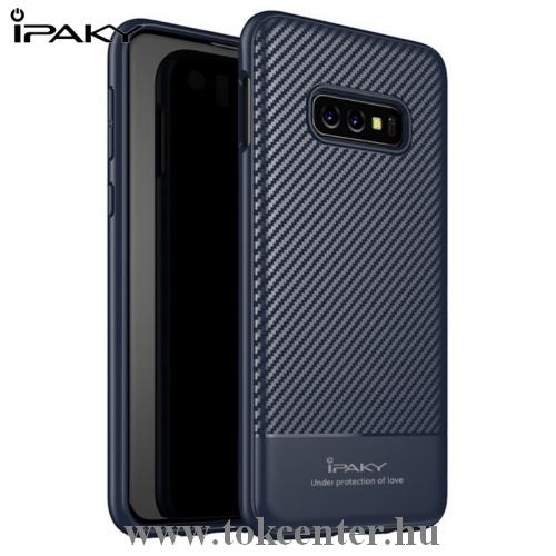 SAMSUNG Galaxy S10e (SM-G970) IPAKY telefonvédő gumi / szilikon (ultravékony, karbonminta) SÖTÉTKÉK	