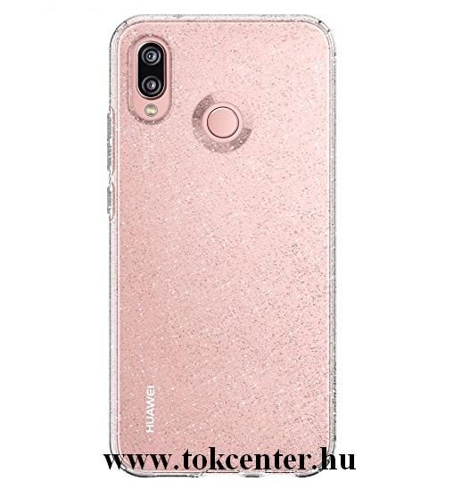 HUAWEI P20 Lite SPIGEN LIQUID CRYSTAL telefonvédő gumi / szilikon (közepesen ütésálló, csillámporos, légpárnás sarok) ÁTLÁTSZÓ	