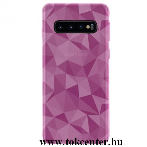 SAMSUNG Galaxy S10 (SM-G973) Telefonvédő gumi / szilikon (3D, gyémánt minta) RÓZSASZÍN	