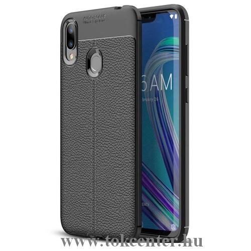 ASUS Zenfone Max (M2) ZB633KL Telefonvédő gumi / szilikon (közepesen ütésálló, bőrhatás, varrás minta) FEKETE	
