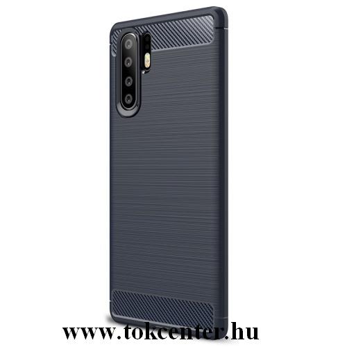 HUAWEI P30 Pro Telefonvédő gumi / szilikon (közepesen ütésálló, légpárnás sarok, szálcsiszolt, karbonminta) SÖTÉTKÉK	