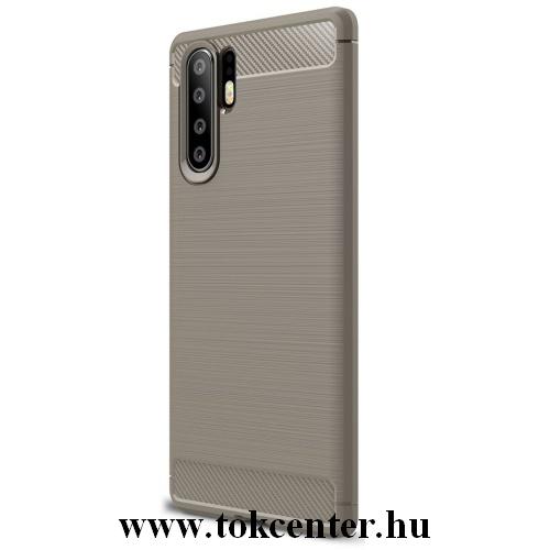 HUAWEI P30 Pro Telefonvédő gumi / szilikon (közepesen ütésálló, légpárnás sarok, szálcsiszolt, karbonminta) SZÜRKE	