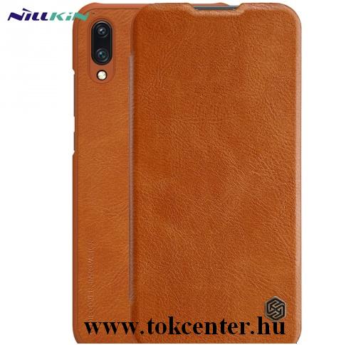 HUAWEI P Smart (2019) NILLKIN QIN tok álló, bőr (FLIP, oldalra nyíló, bankkártya tartó) BARNA	