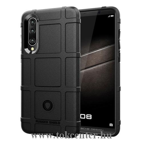 HUAWEI P30 Telefonvédő gumi / szilikon (közepesen ütésálló, négyzet minta) FEKETE	