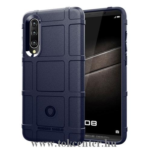HUAWEI P30 Telefonvédő gumi / szilikon (közepesen ütésálló, négyzet minta) SÖTÉTKÉK	