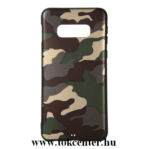 SAMSUNG Galaxy S10 (SM-G973) Telefonvédő gumi / szilikon (terepminta) ZÖLD	