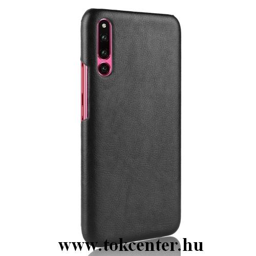 HUAWEI P30 Műanyag telefonvédő (bőrbevonat) FEKETE	