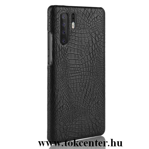 HUAWEI P30 Pro Műanyag telefonvédő (bőrbevonat, krokodilbőr minta) FEKETE	