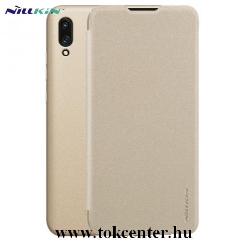 HUAWEI P Smart (2019) NILLKIN SPARKLE műanyag telefonvédő (mikroszálas bőr flip, oldalra nyíló) ARANY	