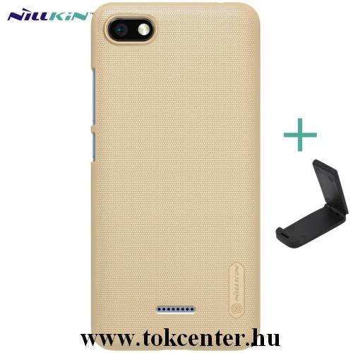 XIAOMI Redmi 6A NILLKIN SUPER FROSTED műanyag telefonvédő (gumírozott, érdes felület + asztali tartó) ARANY	