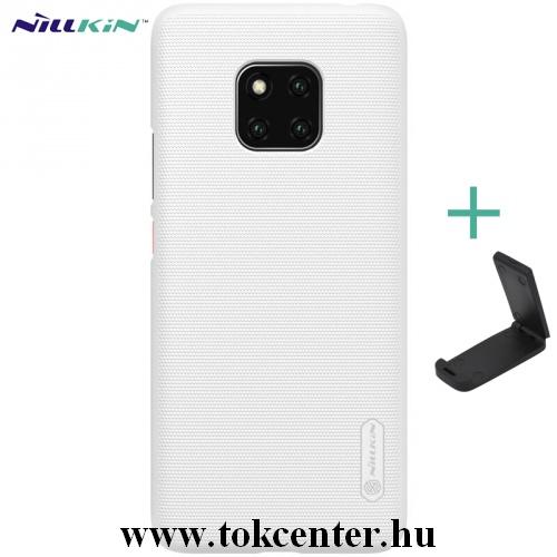 HUAWEI Mate 20 Pro NILLKIN SUPER FROSTED műanyag telefonvédő (gumírozott, érdes felület + asztali tartó) FEHÉR	
