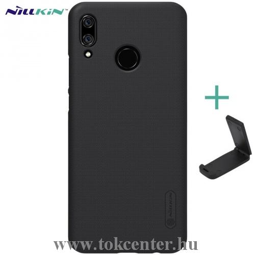 HUAWEI Nova 3 NILLKIN SUPER FROSTED műanyag telefonvédő (gumírozott, érdes felület + asztali tartó) FEKETE	