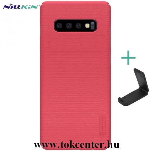 SAMSUNG Galaxy S10 (SM-G973) NILLKIN SUPER FROSTED műanyag telefonvédő (gumírozott, érdes felület + asztali tartó) PIROS	