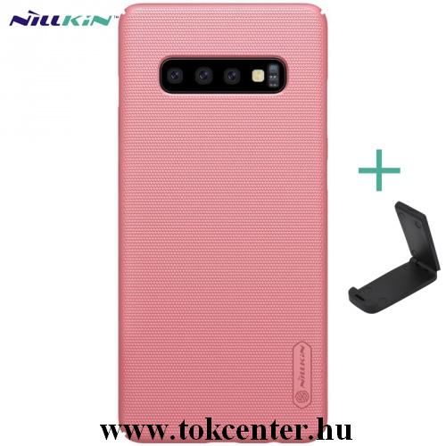 SAMSUNG Galaxy S10 (SM-G973) NILLKIN SUPER FROSTED műanyag telefonvédő (gumírozott, érdes felület + asztali tartó) ROZÉARANY	
