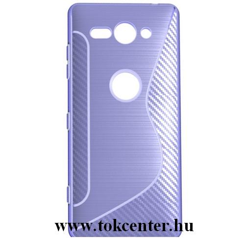 SONY Xperia XZ2 Compact (H8324) Telefonvédő gumi / szilikon (S-line, karbonminta) LILA	