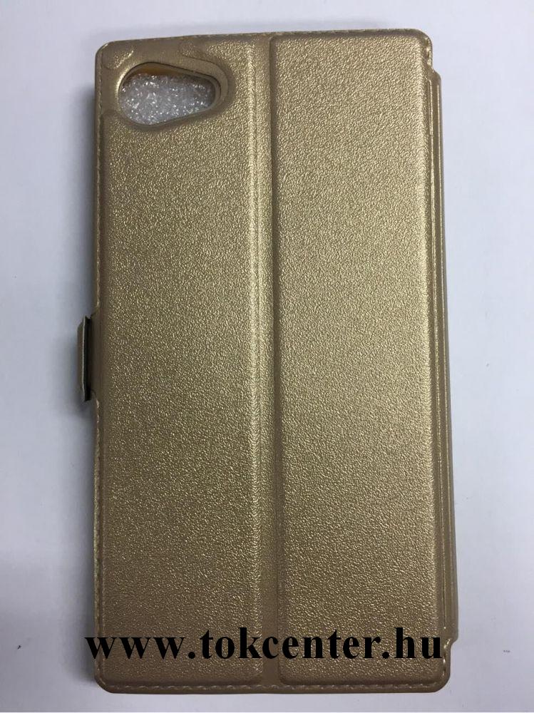 Sony Xperia Z5 Compact D5803 arany szilikon keretes könyvtok